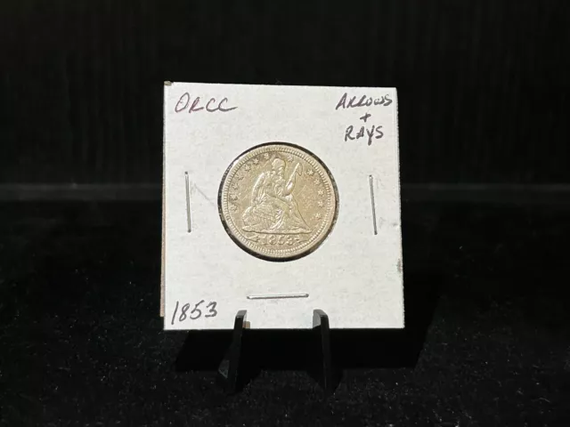 1853 Seated Liberty Quarter with Arrows & Rays! XF/AU Condition!
