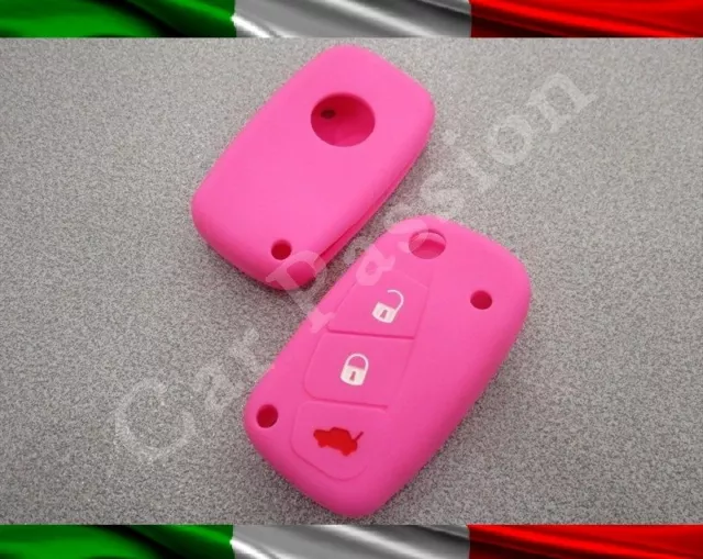 Guscio Chiave Cover Lancia Silicone Y Ypsilon Musa Rosa Key Shell Gomma