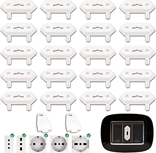 A&M Italia Copriprese per Bambini - 20 Copri Prese Elettriche in ABS Certific...