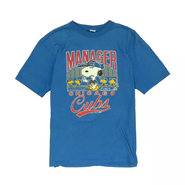 Vintage Chicago Cubs Manager Snoopy Peanuts T-Shirt Size Large Blue 1990 90s MLB