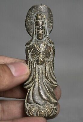 8 cm ancien chinois antique bouddhisme en bronze Guanyin Kwan-yin déesse Statue