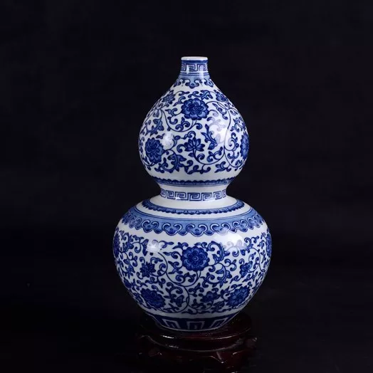 China Boutique Vase- Qing Yuan Dynastie Porzellan Vase,  Blaue Weiße BlütenGlück