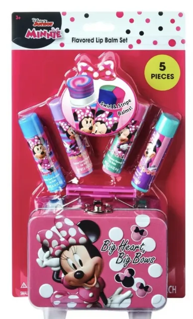 Minnie Mouse 5pc Flavored Swirl Lip Balm Set With Tin NEW/SEALED