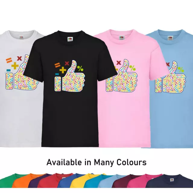 New Kids Maths Day T-Shirt Numbers Thumbs Up Boys Girls Childrens School Tee Top