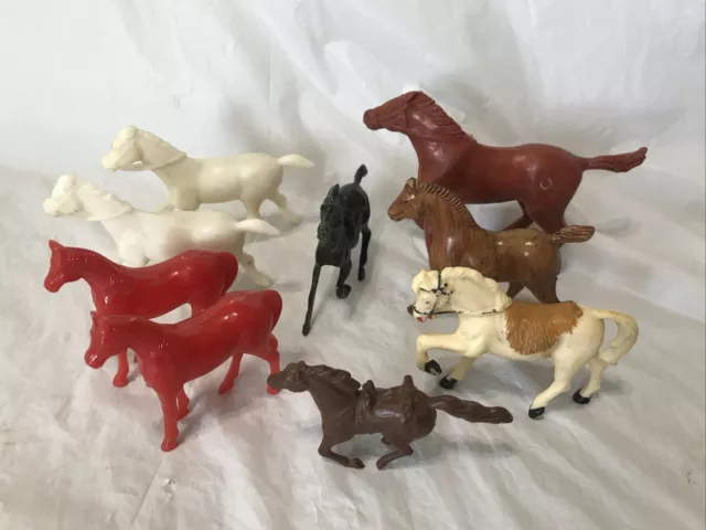 9 Vintage Miniature Plastic Horse Figurines