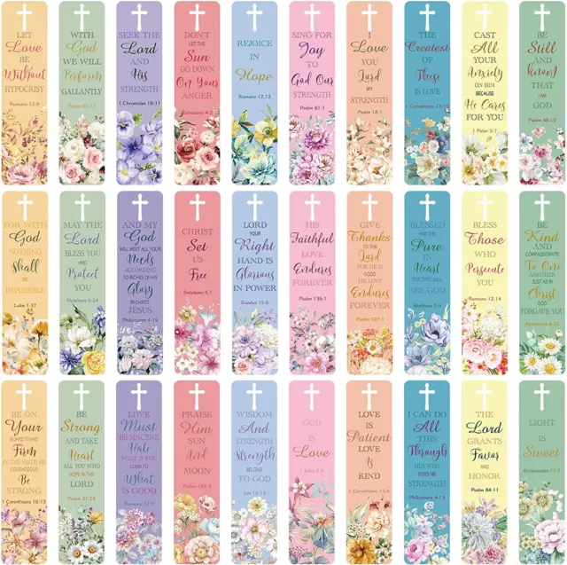 120 Pieces Bible Verses Bookmarks with Hollow Cross Women Scripture Bookmarks