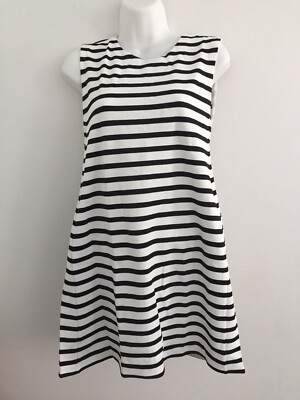 NEW ZARA BLACK & WHITE STRIPED DRESS KNIT MINI SLEEVELESS Size S Ref. 3090/021