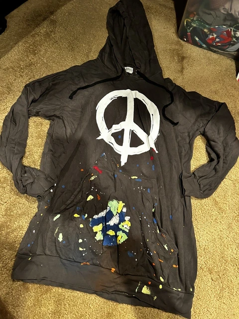NWT Lauren Moshi Peace Splatter Paint Graffiti Hoodie sweatshirt Shirt-S-$225