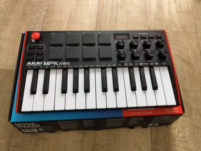 Akai MPK Mini 25-Tasten MIDI-Keyboard - Schwarz/Rot Wie Neu