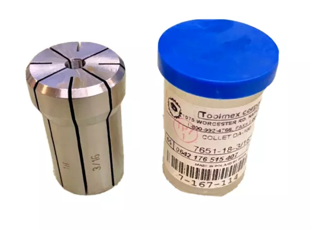 New Toolmex DA 180 3/16" (.187") Double Angle Collet 7-167-114