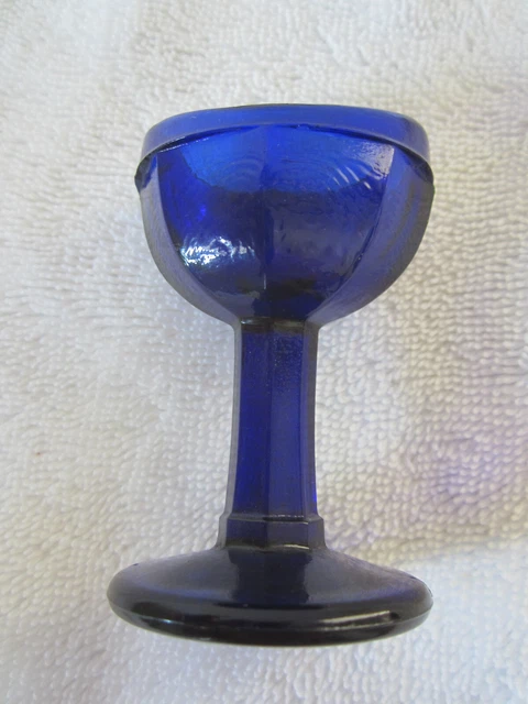 1930s Vtg Cobalt Blue Glass Eye Wash Cup Ocular Care Optical Collectible