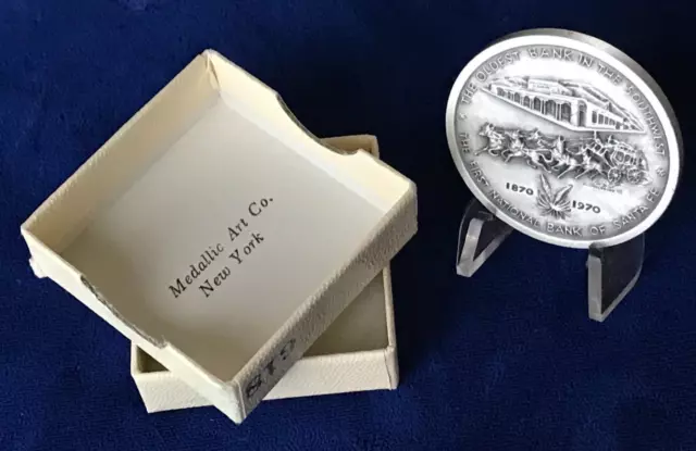 1970 .999 Fine Silver FIRST NATIONAL BANK OF SANTA FE Medallic Art Co. with Box