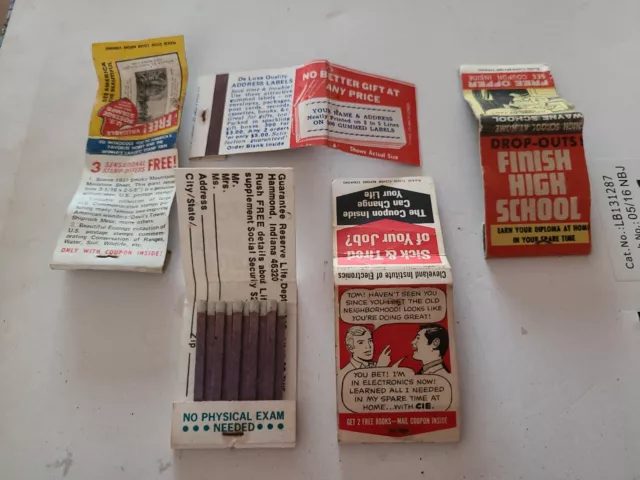 Vintage American Matchbook Labels Over 40 Yrs Old 2 Of Which Unused batch 1