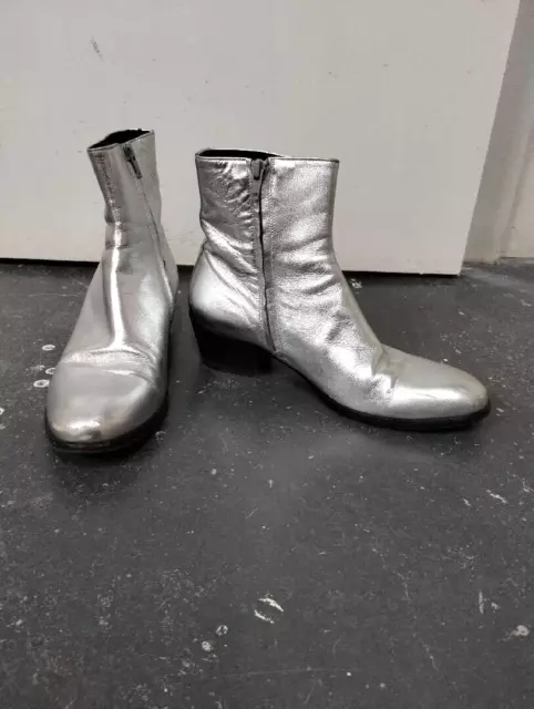 Martin Margiela MMM vintage Replica silver leather cuban heel boots 38 UK5