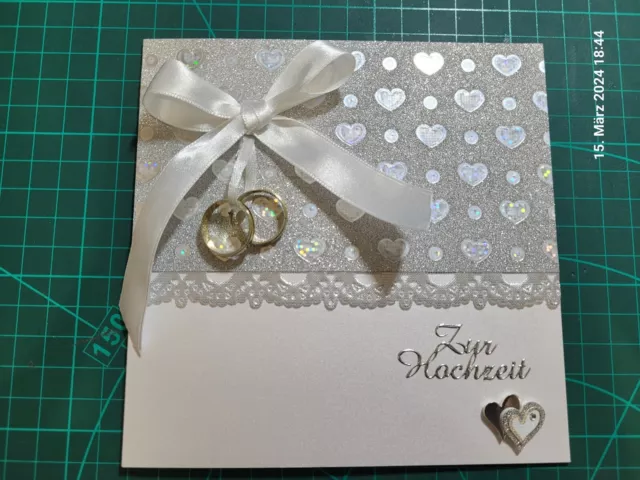 3D Grußkarte Glückwunsch Karte Hochzeit silber Handarbeit