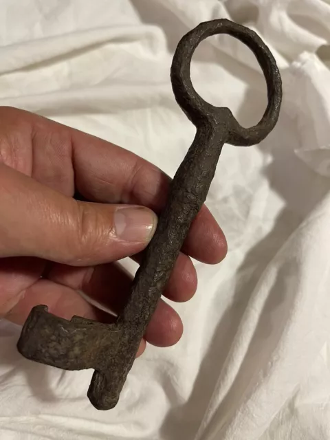 LARGE Oversized Early Antique Wrought Iron Skeleton Key