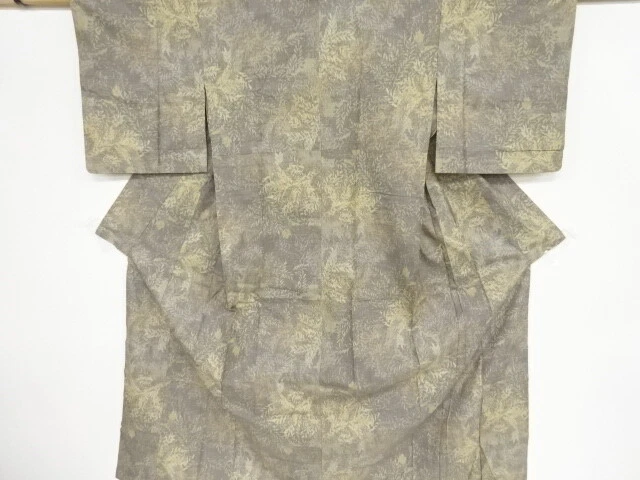 42033# Japanese Kimono / Antique Hitoe Kimono / Woven Plants