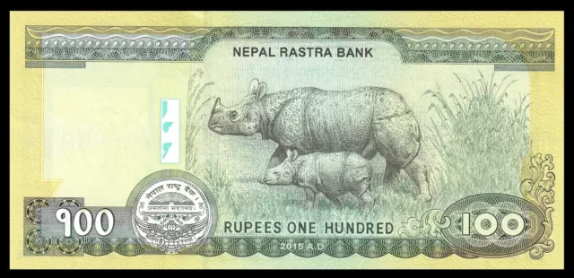 🇳🇵 NEPAL 100 Rupees  UNC *** Banknote Pick p 80 2015 Rhino ***