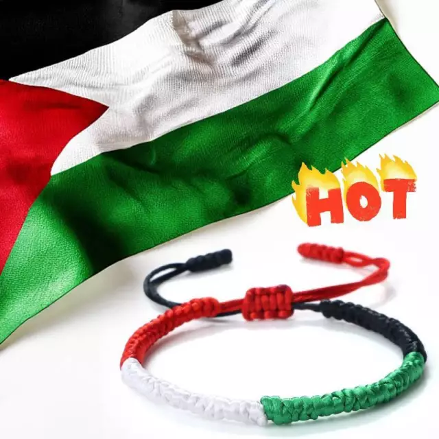 Braccialetto Intrecciato Bandiera Palestinese Quattro Colori Bandiera Palestinese 2024-FANTASTICO