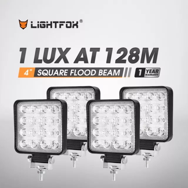 4x LED Work Light Flood Lamp Square Off Road 4x4 Boat Worklights