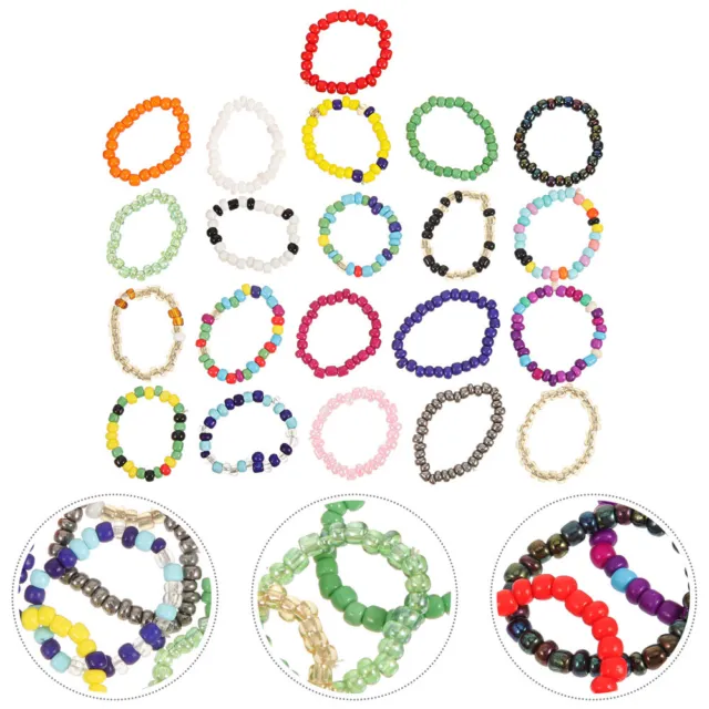 21 piezas anillos de colores accesorios creativos para dedos perlas de colores niño niña