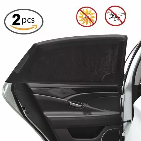 2x Black Car Rear Window UV Mesh Sun Shades Blind Kids Children Sunshade Blocker