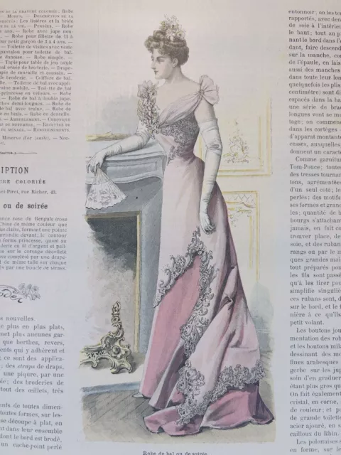 Magazine Antique 1898 Rétro Rare Illustration De Mode Féminine Magazine...