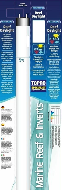 Interpet T8 Aquarium Fish Tank Light Pro Reef Daylight 30 watt 36" Marine Invert
