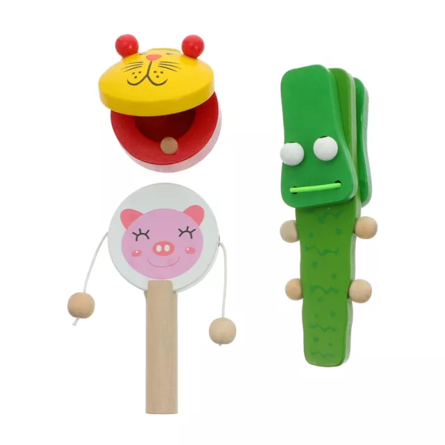 Toddler Wooden Finger Castanets Monkey Drum Rhythm Toy (3pcs)