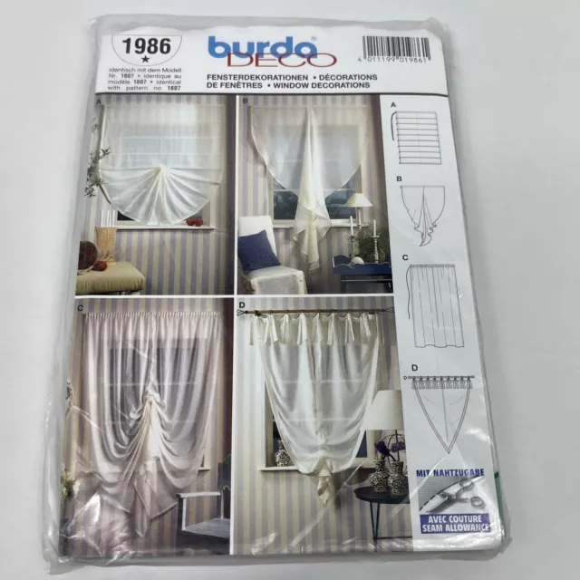 Burda Deco 1986 Sewing Pattern 1607 Window Decoration Blinds Shades Curtains