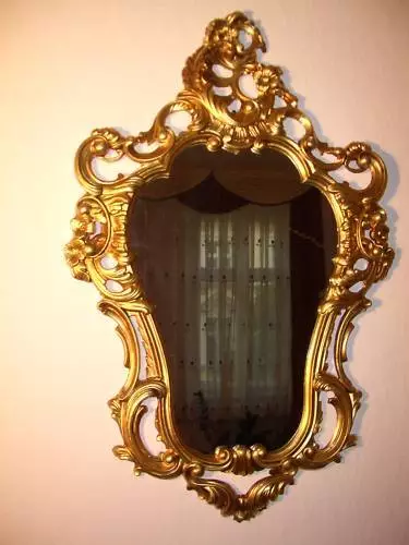 Antique Baroque Wall Mirror Gilt White Black Silver Ornate Rococo 118