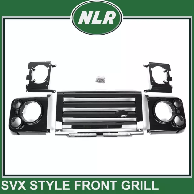 Land Rover Defender 2007+ SVX Style Front Grille Gloss Black & Headlamp Cases