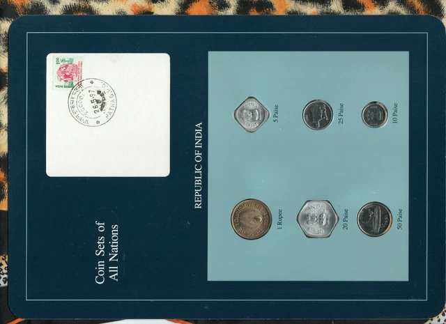 Coin Sets of All Nations India 1989-1991 UNC 1 Rupee 1991 26.5.97 scarce