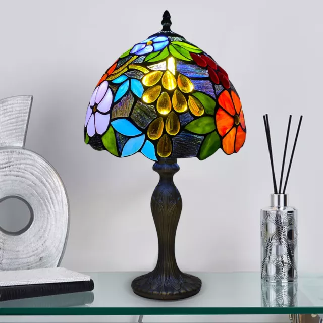 Tiffany Beautiful Flower Style Table Lamp 10inch StainedGlass Shade Hand Crafted