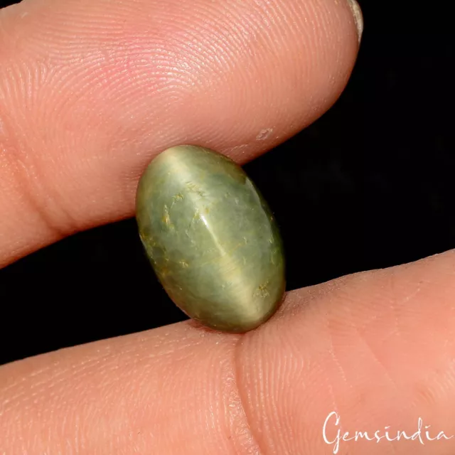 Certified 7.80 Ct Natural Untreated Green Chrysoberyl Cats Eye Oval Gem For Ring 2