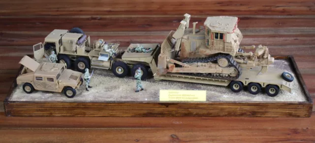 Diorama: Golfkrieg M983A2 mit Trailer M870A2 und Caterpillar D9R + Hummer