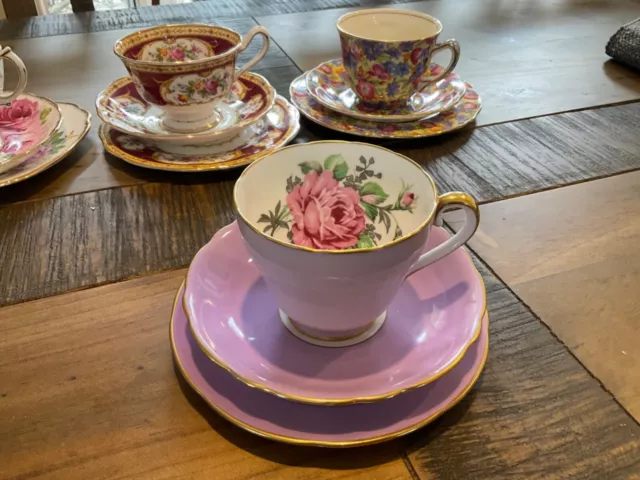 Vintage 1950’s Trio, cup, saucer & plate, Royal Adderley, purple