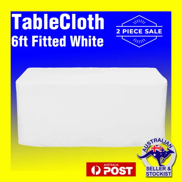2 PIECE SALE !!! 6FT WHITE FITTED Tablecloth Trestle Cover Table Cloth Wedding