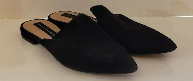 Womens 10M Steven by Steve Madden Valent Black Suede Leather Mules Shoes