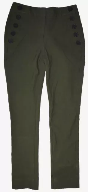 DEREK LAM 10 Crosby Kelis Olive Straight Leg Sailor Buttons Ankle Pants Womens 0