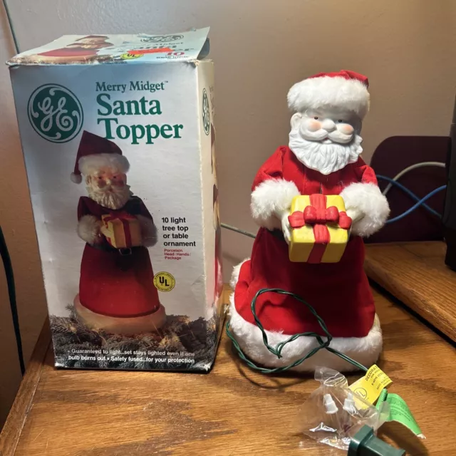 VINTAGE GE 'MERRY Midget Santa' Christmas Tree Topper 26.99 PicClick