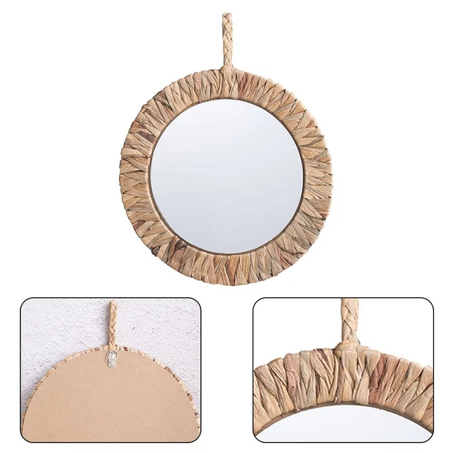 Specchio sospeso in rattan design rustico naturale per la tua casa