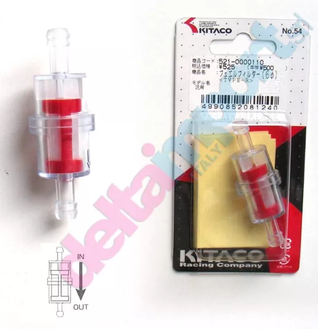 Filtro benzina Kitaco per moto (tubo 6mm) trasparente