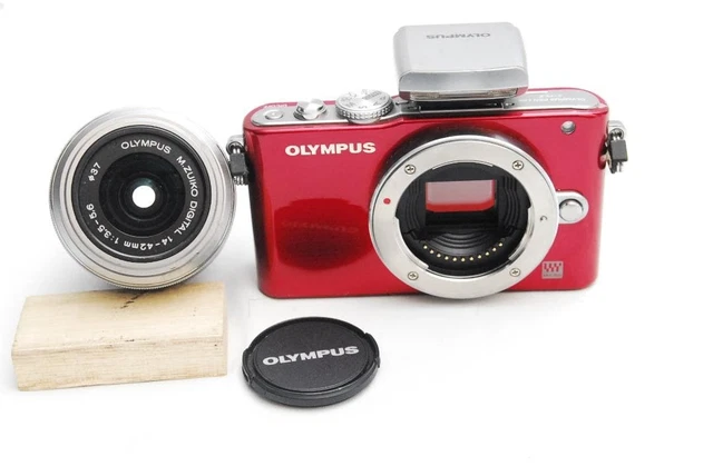EXC+] OLYMPUS PEN Lite E-PL3 Red w/ M.ZUIKO 14-42mm Lens From