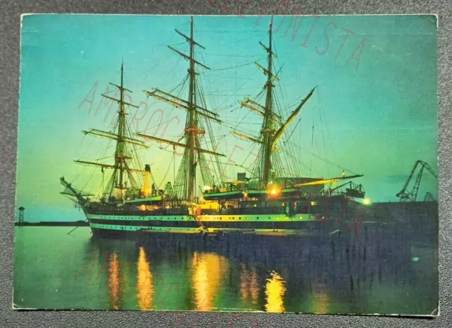 Cartolina Nave Scuola Amerigo Vespucci - Notturno - Viaggiata 1974