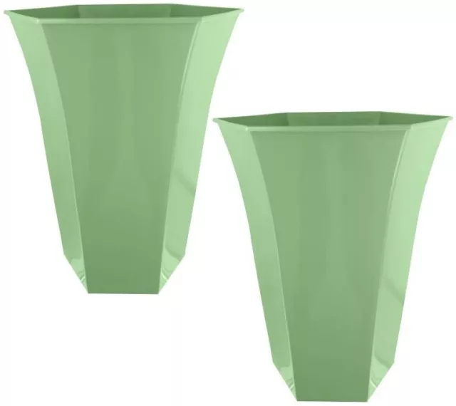 2 x 19L Green Hexagonal Plant Pot Indoor Outdoor Garden Plastic Flower Planter