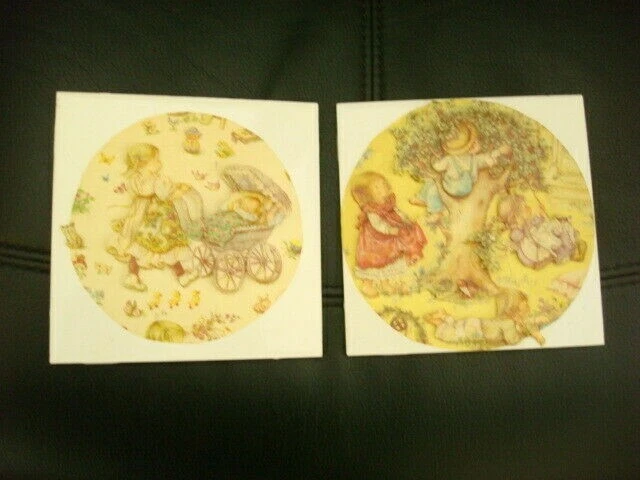 Vintage H&R Johnson Tiles With Children X 2