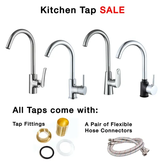 Kitchen Sink Taps Swivel Spout Monobloc Single Lever Modern Chrome Mixer Faucet