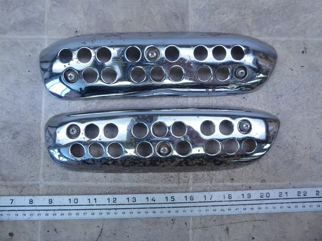 1970 Honda CL350 Scrambler H1233-1) chrome exhaust muffler heat shield set