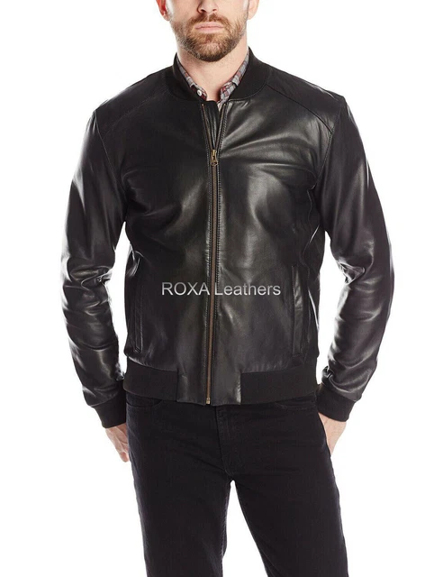 Uomo Originale Vacchetta Giacca IN Vera Pelle Moto Ufficio Indossare Nero Mucca